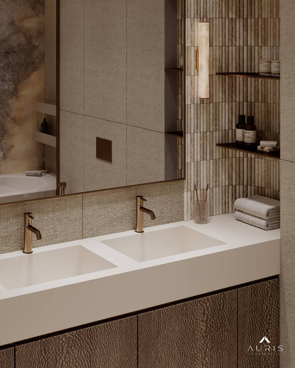 Bathroom storage and finish detailing